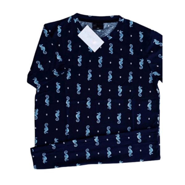Printed Navy Blue T Shirt