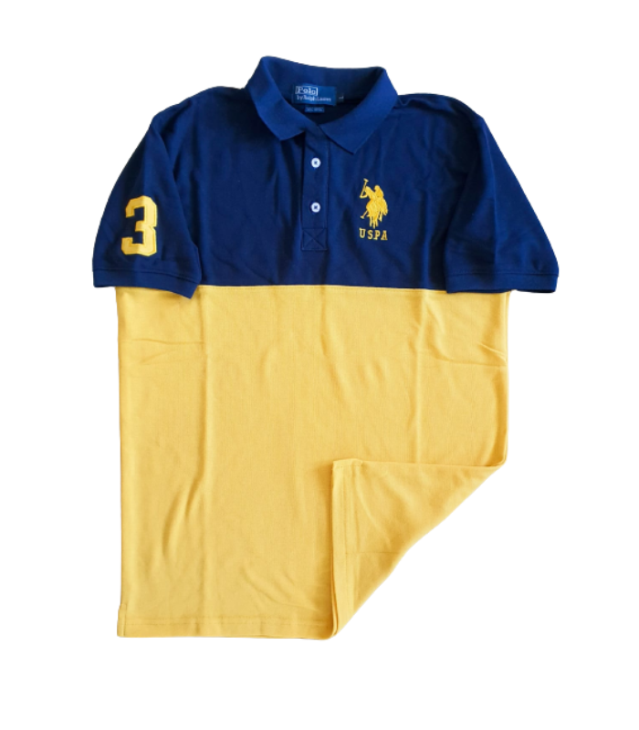 POLO T Shirt Dual Color Blue Yellow