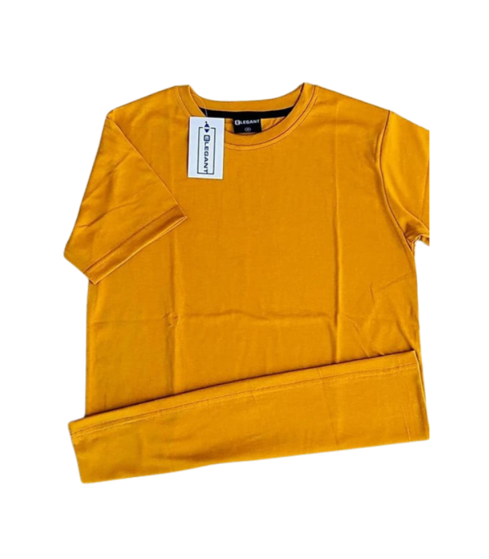 Elegent Plain Color T Shirt Dark Yellow