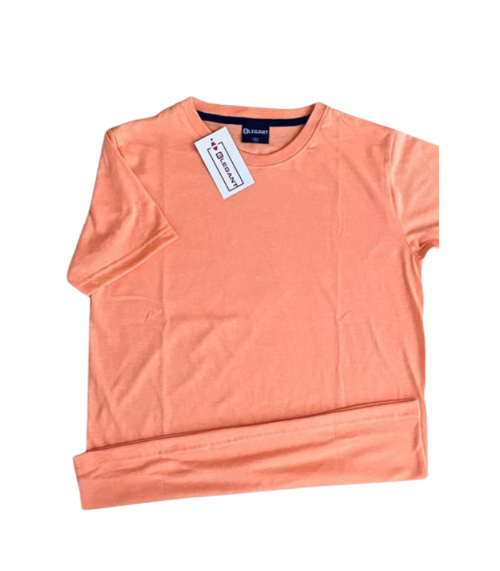 Elegent Plain Color T Shirt Light Orange